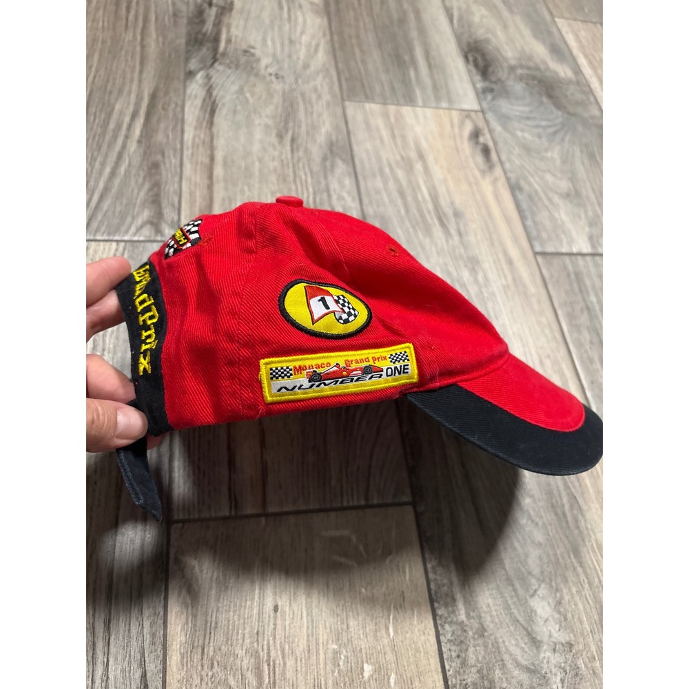 Grand Prix Monaco Racing Hat Kids OSFM Red Black Sporty F1 Style Embroidered Cap